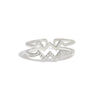 S925 Sterling Silver Doublelayer Heart Lightning Wave Pattern Diamond Ring Women's Fashionable