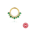 S925 Sterling Silver Doublelayered Geometric Ear Bone Nose Ring With Natural Green Chalcedony And Environmentally Friendly Electroplating For Unisex
