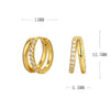 S925 Sterling Silver Doublering Inlaid Color Diamond Earrings Geometric Fashion Style Electroplated