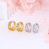 S925 Sterling Silver Doublering Inlaid Color Diamond Earrings Geometric Fashion Style Electroplated