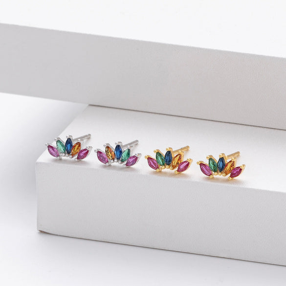 S925 Sterling Silver Drop Shape Inlaid Zircon Earrings Simple Light Luxury Style