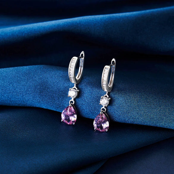 S925 Sterling Silver Dropshaped And Round Electroplated Geometric Light Luxury Women's Earrings