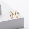 S925 Sterling Silver Earrings Cshaped Ushape Heartshaped With Hanging Rings Micropaved Zircon Electroplated Women's