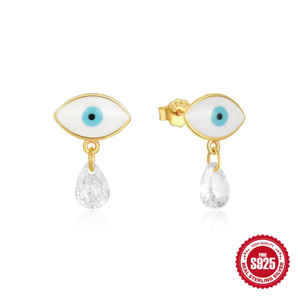 S925 Sterling Silver Egg Shaped Retro Asymmetric Ear Studs With Diamond Embedded Star Moon Dripping Oil Imitation Enamel