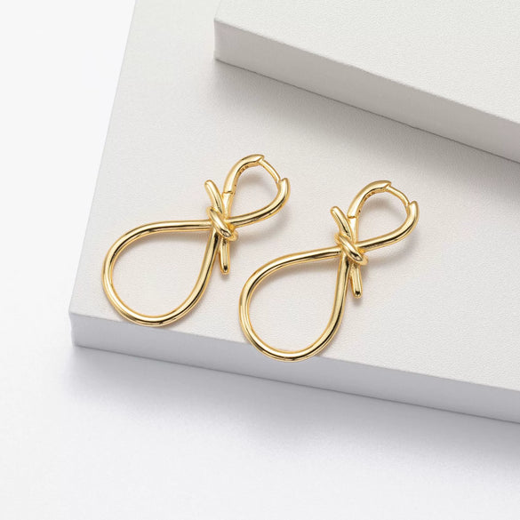 S925 Sterling Silver Electroplated Butterfly Knot Earrings With Letters Numbers And Text Patterns
