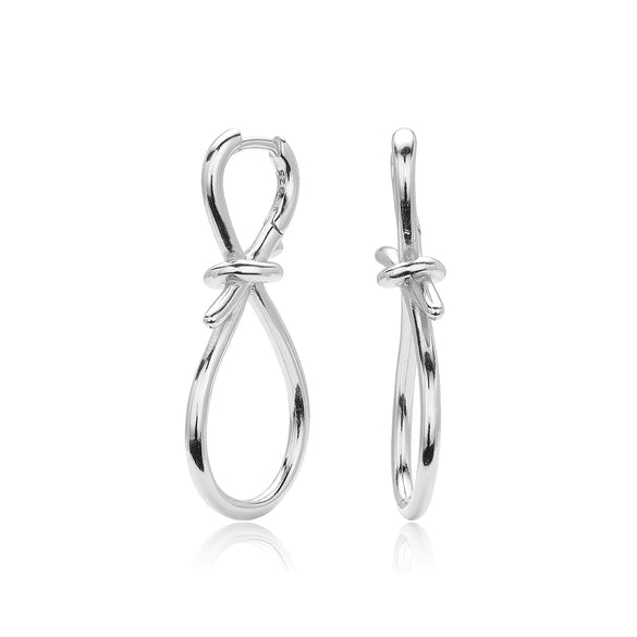 S925 Sterling Silver Electroplated Butterfly Knot Earrings With Letters Numbers And Text Patterns
