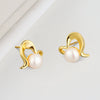 S925 Sterling Silver Electroplated Geometric Pearl Bead Earrings For Women Minimalist Fashion Jewelry Wholesale