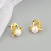 S925 Sterling Silver Electroplated Geometric Pearl Bead Earrings For Women Minimalist Fashion Jewelry Wholesale