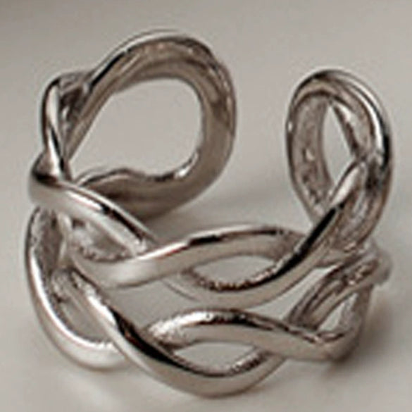 S925 Sterling Silver Electroplated Women's Doublelayer Winding Braided Ear Clip