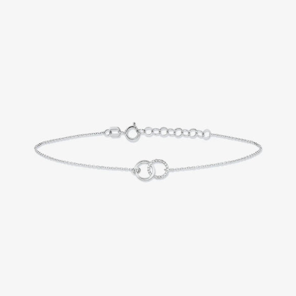 S925 Sterling Silver Elegant All Match Double Ring Women's Bracelet With Geometric Design And Electroplating Process