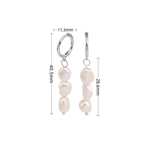 S925 Sterling Silver Elegant Baroque Pearl Earrings