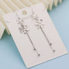 S925 Sterling Silver Elegant Glossy Flower Drop Earrings For Women Korean Style Long Tassel Floral Earrings Trendy Versatile Face Slimming