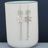 S925 Sterling Silver Elegant Glossy Flower Drop Earrings For Women Korean Style Long Tassel Floral Earrings Trendy Versatile Face Slimming