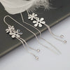 S925 Sterling Silver Elegant Glossy Flower Drop Earrings For Women Korean Style Long Tassel Floral Earrings Trendy Versatile Face Slimming