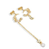 S925 Sterling Silver Elegant Simple Asymmetric Moon Pearl Tassel Earrings With Electroplated Geometric Design
