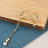 S925 Sterling Silver Elegant Simple Asymmetric Moon Pearl Tassel Earrings With Electroplated Geometric Design