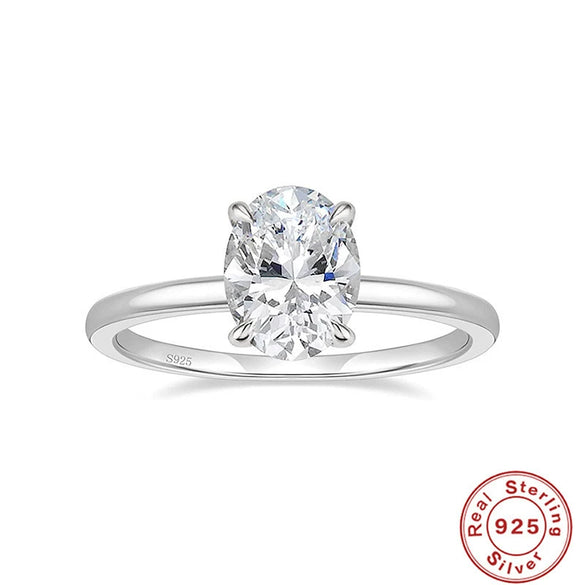 S925 Sterling Silver Engagement Ring With Oval Cut Square Crystal Zircon Cz For Wedding Promise