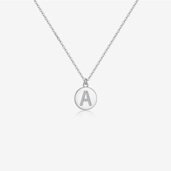 S925 Sterling Silver English Letter Round Pendant Necklace With Colorful Zircon Cross Chain Geometric Design Platinum Or 18K Gold Electroplating Unisex