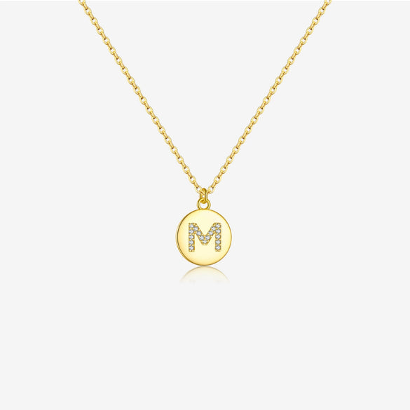 S925 Sterling Silver English Letter Round Pendant Necklace With Colorful Zircon Cross Chain Geometric Design Platinum Or 18K Gold Electroplating Unisex