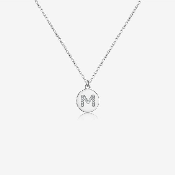 S925 Sterling Silver English Letter Round Pendant Necklace With Colorful Zircon Cross Chain Geometric Design Platinum Or 18K Gold Electroplating Unisex