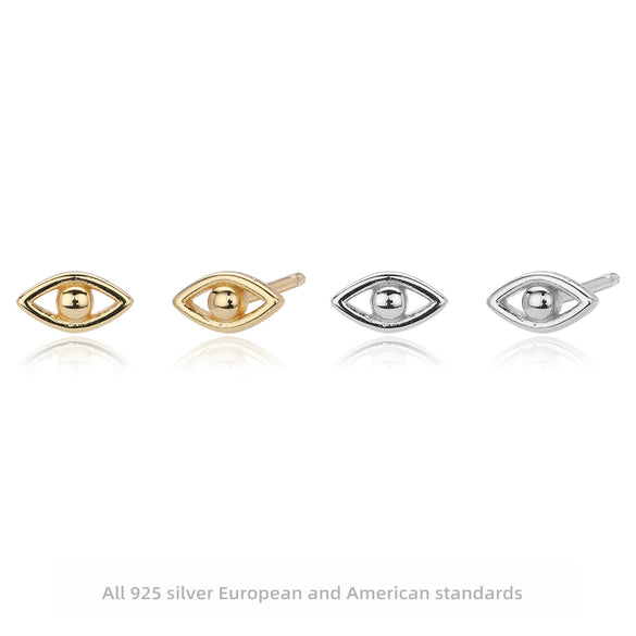 S925 Sterling Silver Eyes Electroplated Small Fresh Women's Ear Jewelry