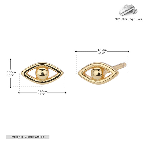 S925 Sterling Silver Eyes Electroplated Small Fresh Women's Ear Jewelry