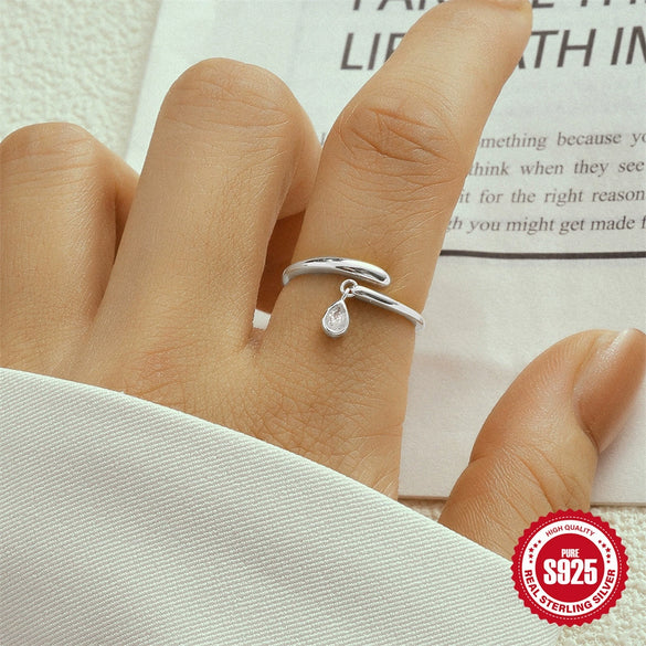 S925 Sterling Silver Fashion Classic Cross Crescent Diamond Opening Ring For Women With Geometric Design And Real Gold Electroplating