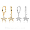 S925 Sterling Silver Fashion Creative Marine Life Inlaid Zircon Starfish Star Earrings For Women