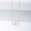 S925 Sterling Silver Fashion Simple Diamond Double Circle Double Ring Women's Clavicle Chain With Geometric Design
