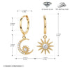 S925 Sterling Silver Fashion Star Moon Zircon Inlaid Women's Earrings