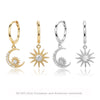 S925 Sterling Silver Fashion Star Moon Zircon Inlaid Women's Earrings