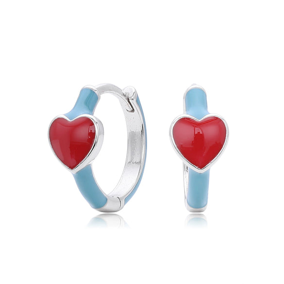 S925 Sterling Silver Fashion Trendy Geometric Heart Style Electroplated Women's Earrings