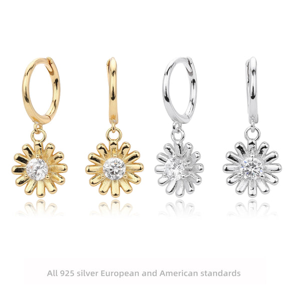 S925 Sterling Silver Fashion Women Earrings With Daisy And Sunflower Design