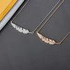 S925 Sterling Silver Feather Necklace With Full Stone Inlay Electroplated Cross Chain Elegant Clavicle Pendant Jewelry For Women