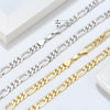 S925 Sterling Silver Figaro Chain Necklace Geometric Pattern Electroplated