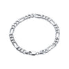 S925 Sterling Silver Figaro Chain Necklace Geometric Pattern Electroplated