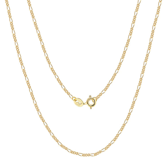 S925 Sterling Silver Figaro Chain Necklace Geometric Pattern Electroplated