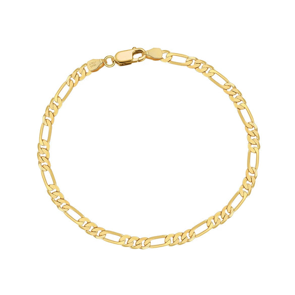 S925 Sterling Silver Figaro Chain Necklace Geometric Pattern Electroplated