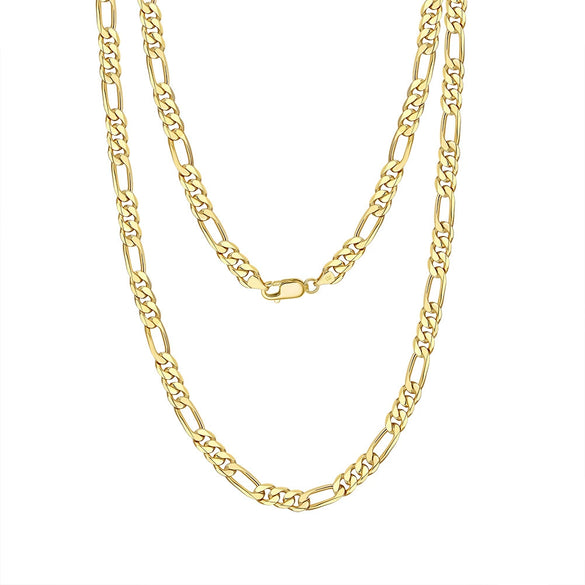 S925 Sterling Silver Figaro Chain Necklace Geometric Pattern Electroplated