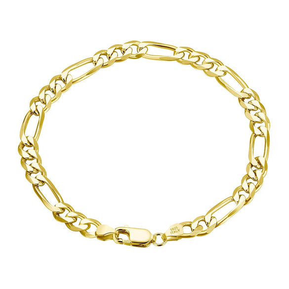 S925 Sterling Silver Figaro Chain Necklace Geometric Pattern Electroplated