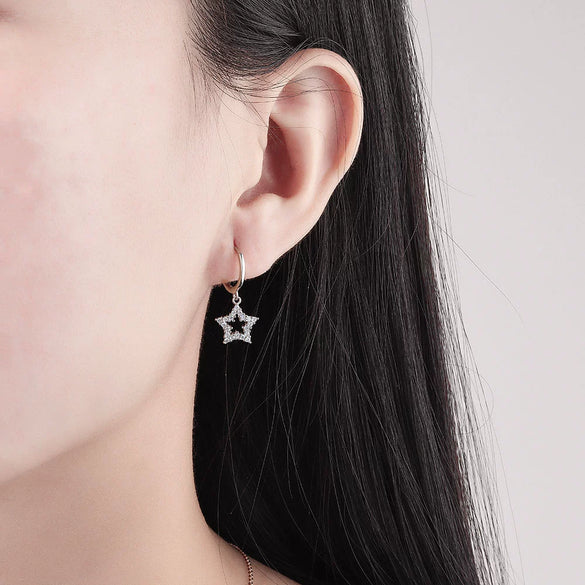 S925 Sterling Silver Five Pointed Star Earrings With Zircon Geometric Electroplated Stud Earrings