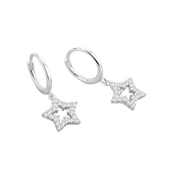 S925 Sterling Silver Five Pointed Star Earrings With Zircon Geometric Electroplated Stud Earrings