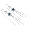 S925 Sterling Silver Five Pointed Star Long Tassel Earrings With Diamond Accent Elegant Fashion Dangle Earrings For Women