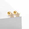 S925 Sterling Silver Fivepointed Star Earrings Electroplated Design
