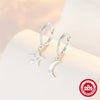 S925 Sterling Silver Fivepointed Star Moon Asymmetric Earrings With Electroplating Women's Geometric Jewelry