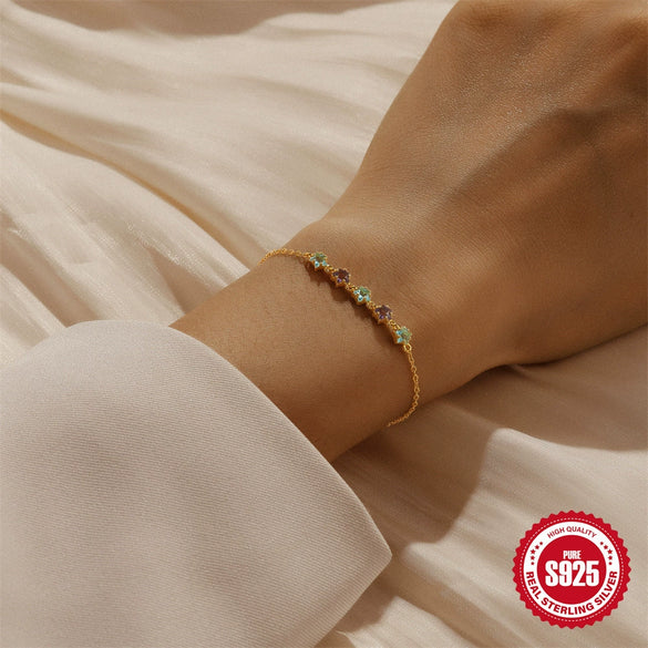 S925 Sterling Silver Fivepointed Star Stacked Women's Bracelet With Real Gold Plating And Geometric Design