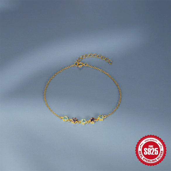 S925 Sterling Silver Fivepointed Star Stacked Women's Bracelet With Real Gold Plating And Geometric Design