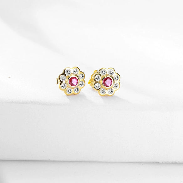 S925 Sterling Silver Flower Light Luxury Necklace Earrings