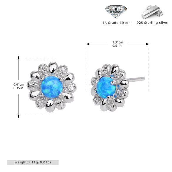 S925 Sterling Silver Flower Microinlaid Zircon Earrings