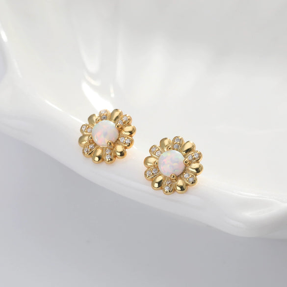 S925 Sterling Silver Flower Microinlaid Zircon Earrings